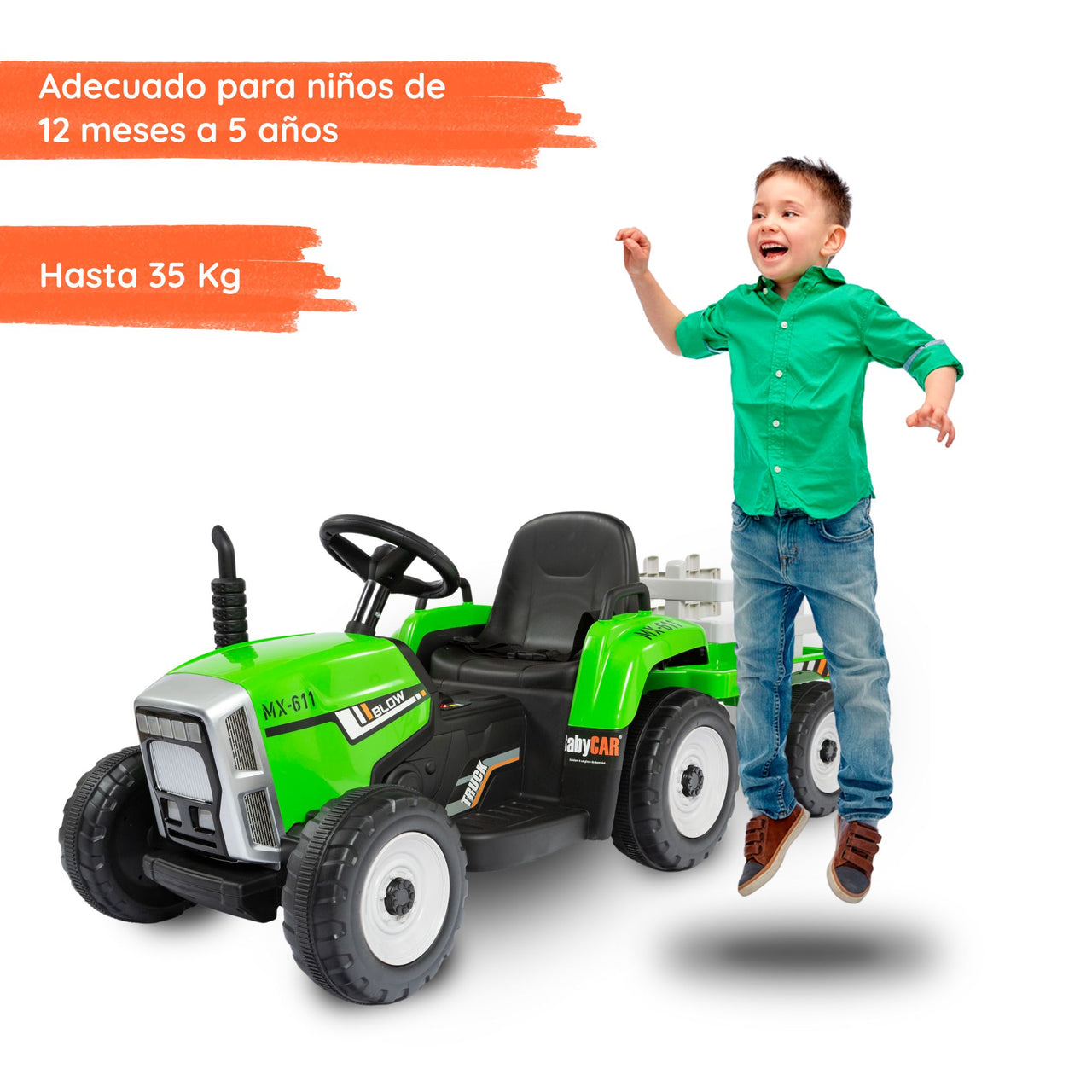 tractor con remolque verde edad del niño#color_verde