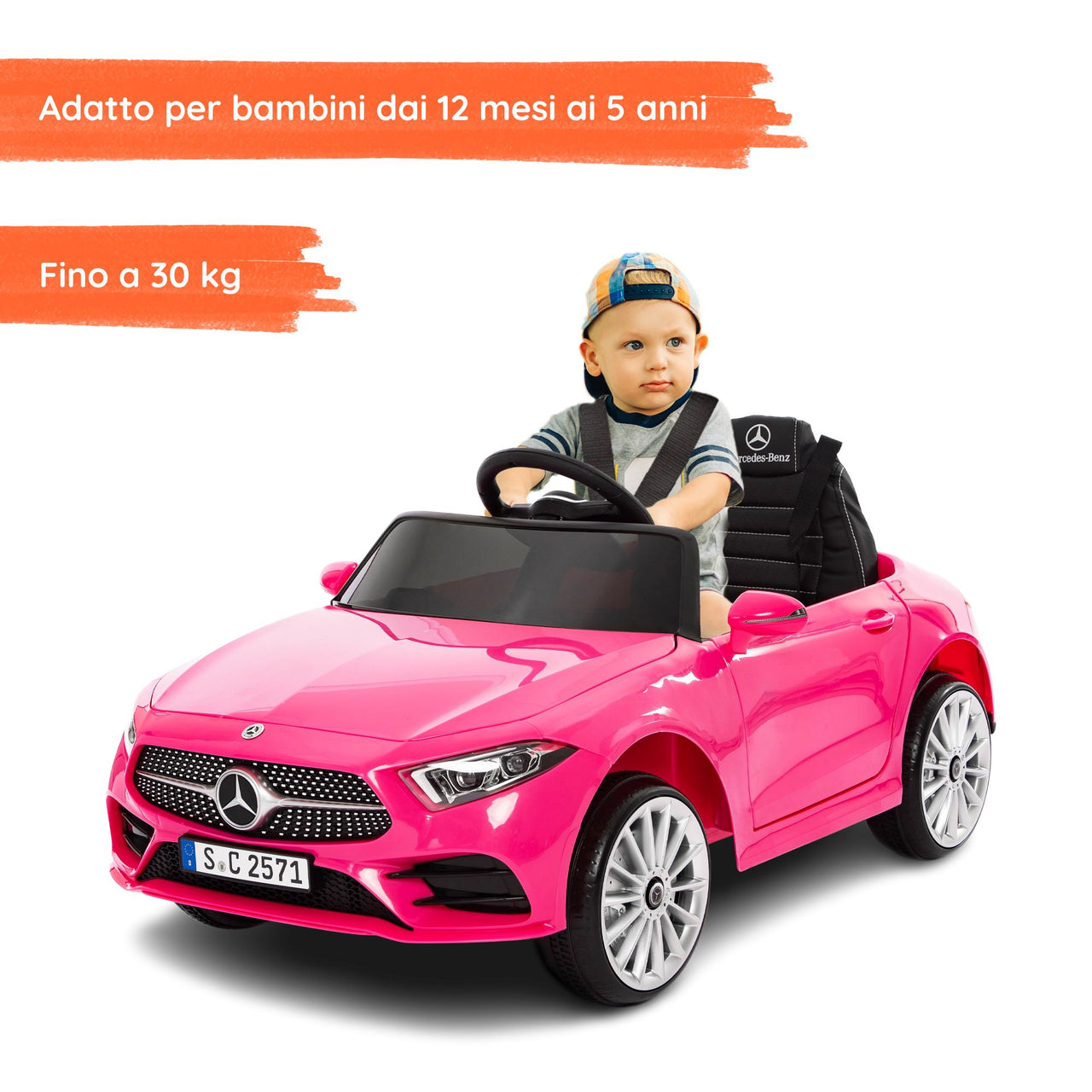 Mercedes CLS rosa con bambino#colore_rosa