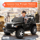 Jeep Wrangler Rubicon elettrica per bambini 12V nera