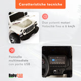 Jeep Wrangler Rubicon elettrica per bambini 12V bianca