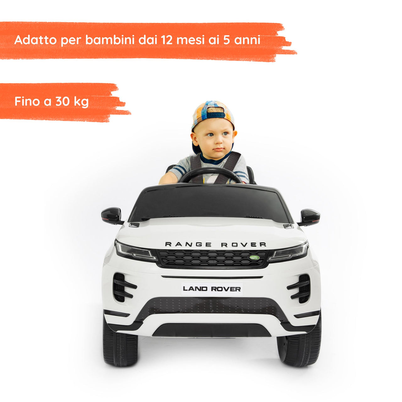 Range Rover Evoque bianca con bambino#colore_bianco