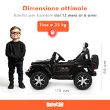 Jeep Wrangler Rubicon elettrica per bambini 12V nera