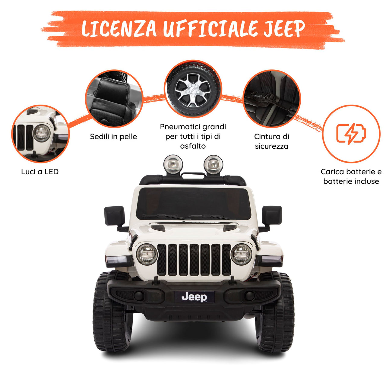 Jeep Wrangler Rubicon elettrica per bambini Optional#colore_bianco