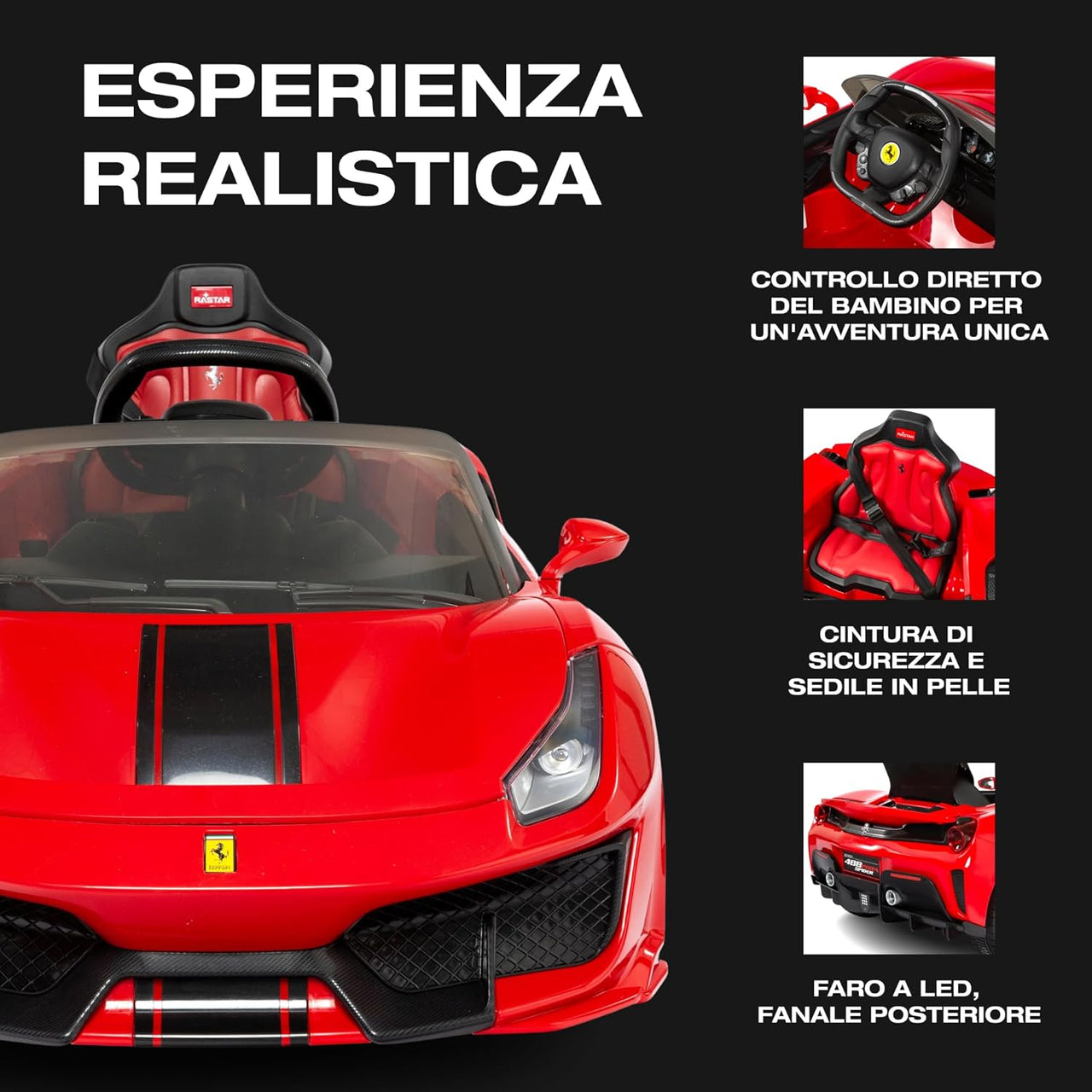 Ferrari 488 elettrica per bambini