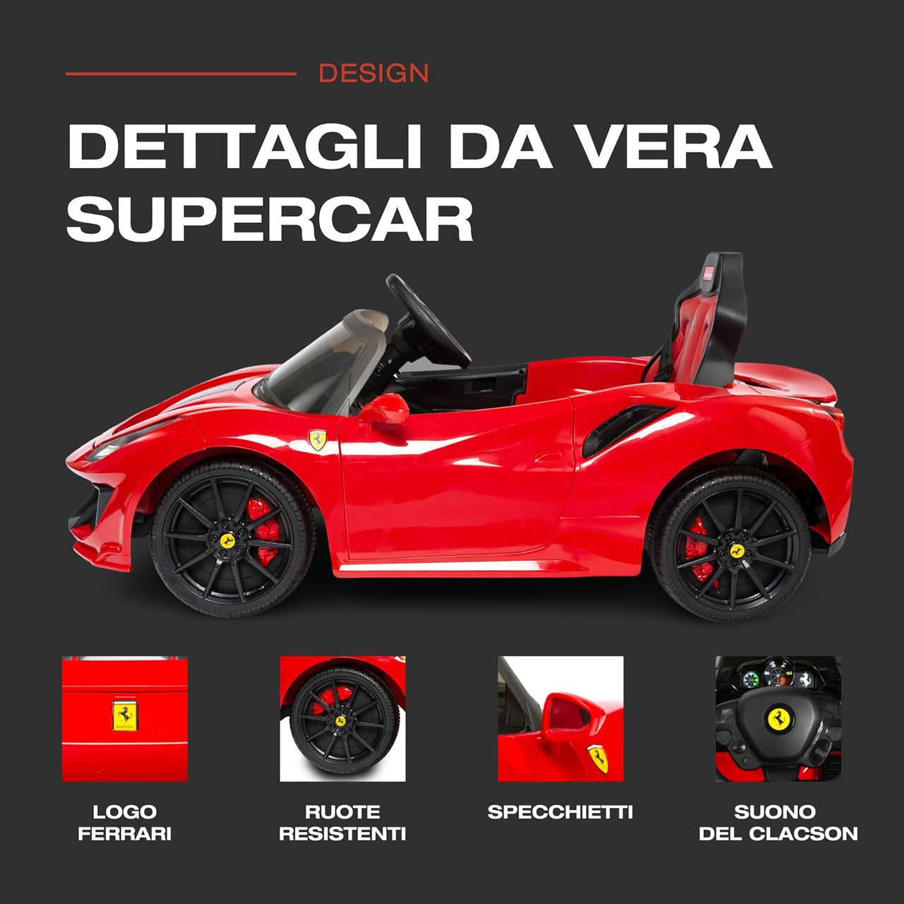 Ferrari 488 elettrica per bambini