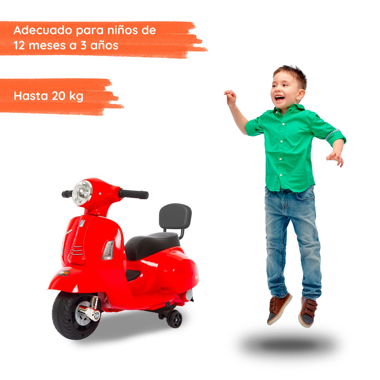 Mini vespa roja con niño#color_rojo