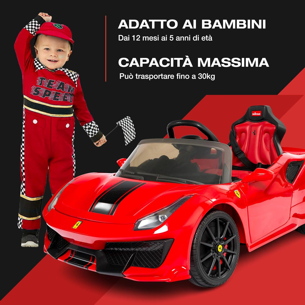 Ferrari 488 elettrica per bambini