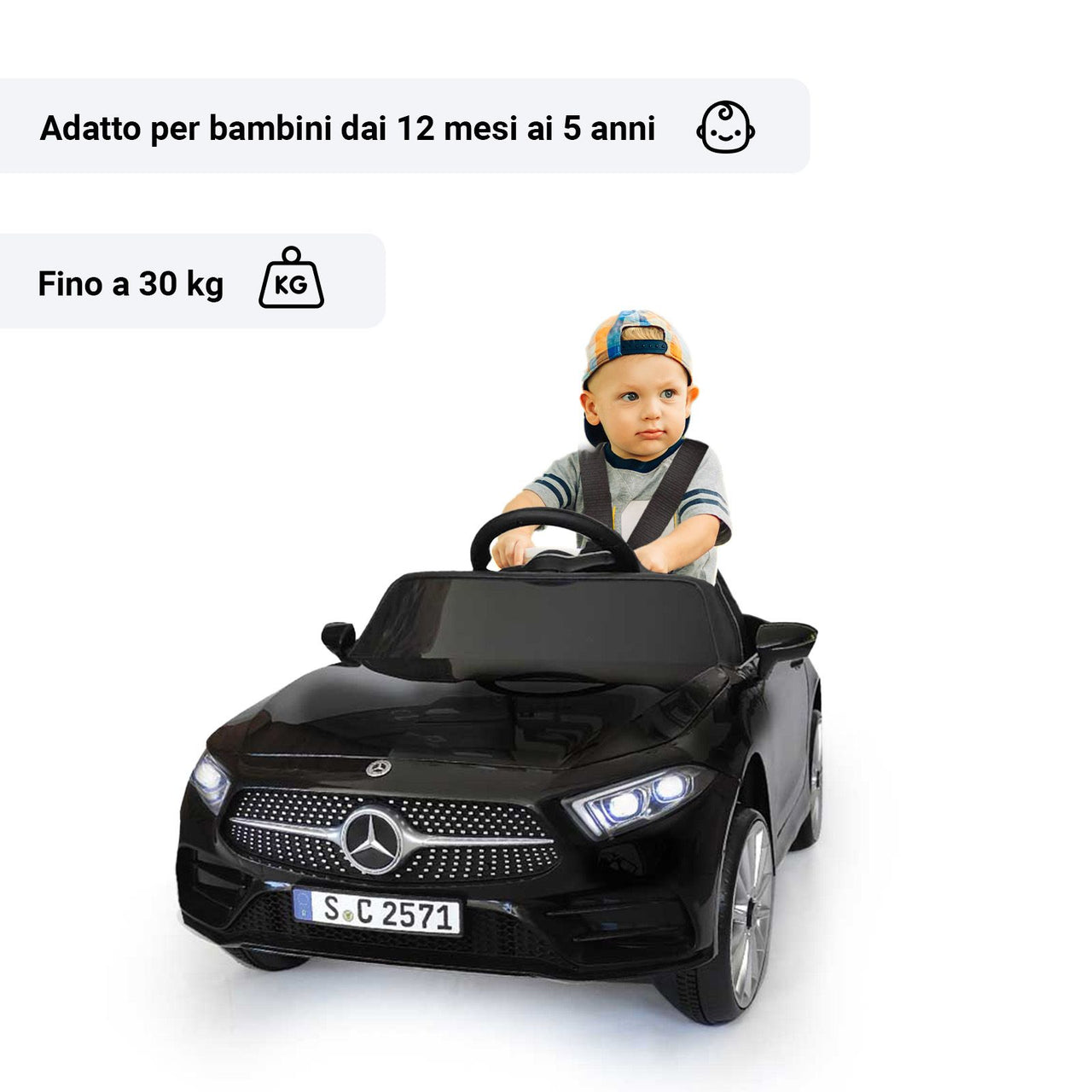 Mercedes CLS nera con bambino#colore_nero