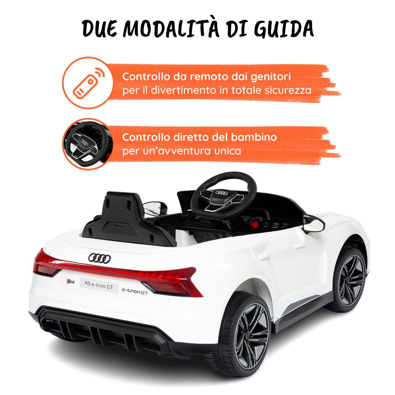 Audi Rs Etron bianca bambino - modalità di guida#colore_bianco