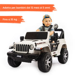 Jeep Wrangler Rubicon elettrica per bambini con bambino#colore_bianco