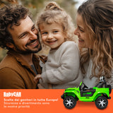 Jeep Wrangler Rubicon elettrica per bambini 12V verde