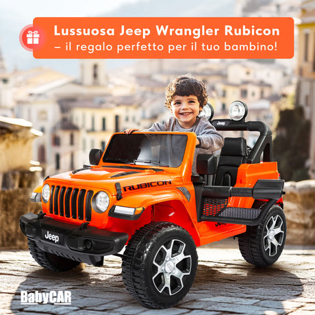 Jeep Wrangler Rubicon elettrica per bambini 12V arancione