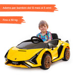 Lamborghini Sian elettrica per bambini con bambino#colore_giallo