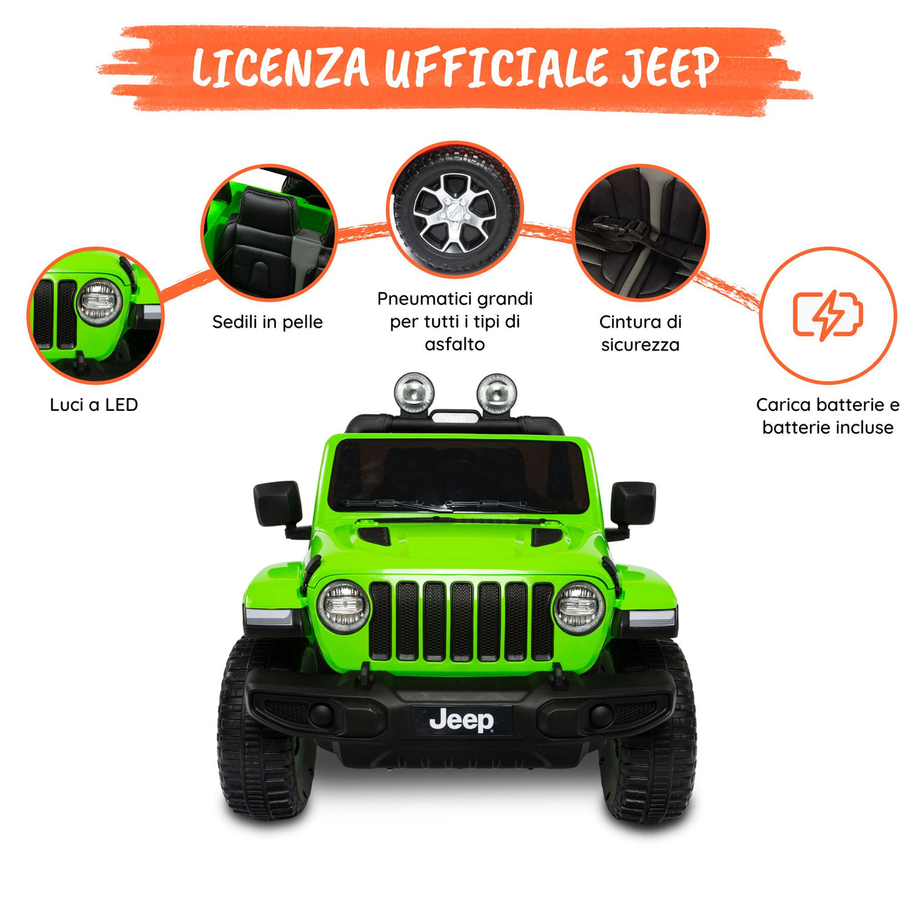 Jeep Wrangler Rubicon elettrica per bambini Optional#colore_verde