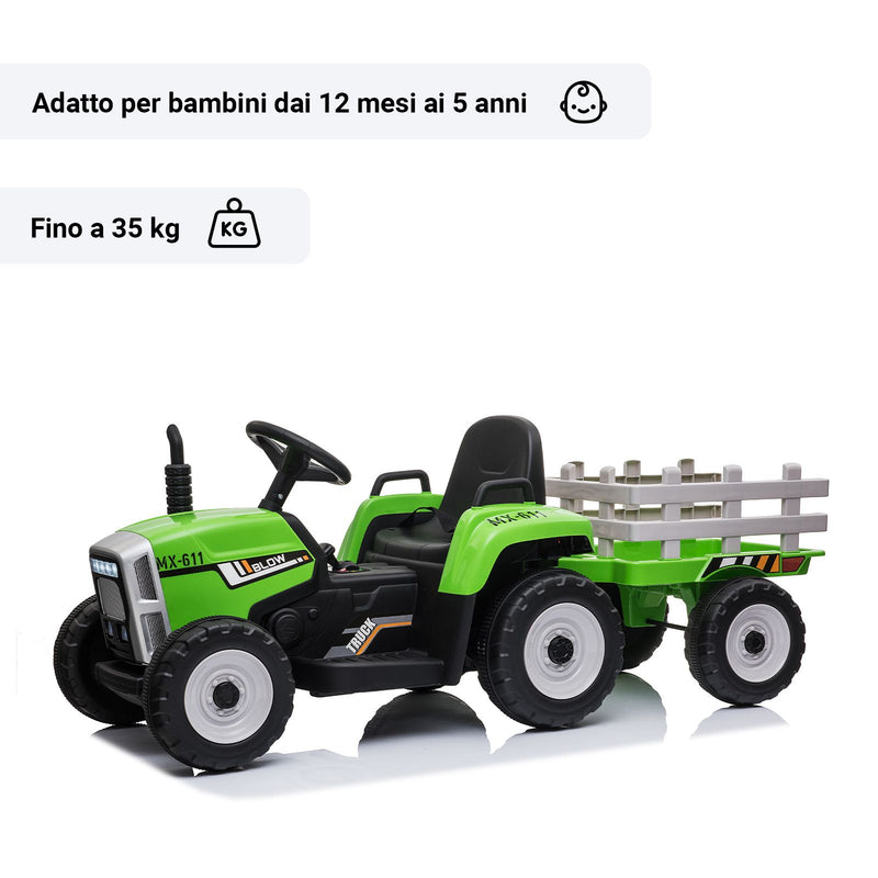 Trattore con rimorchio adatto per bambini