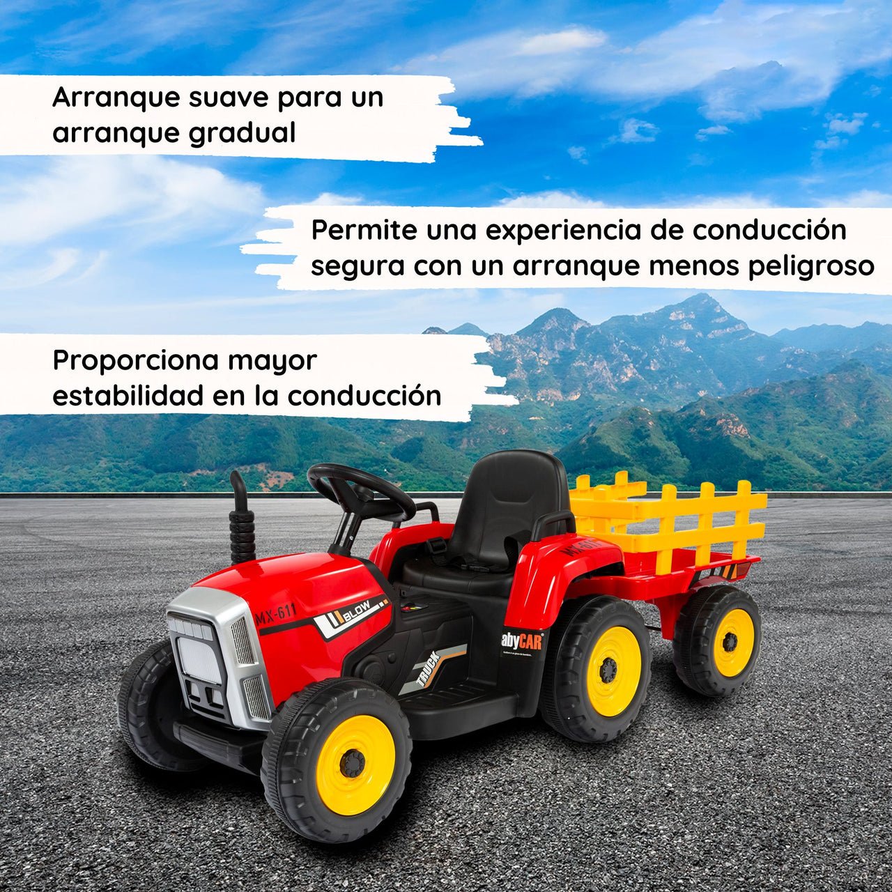 Tractor con remolque rojo soft start#color_rojo