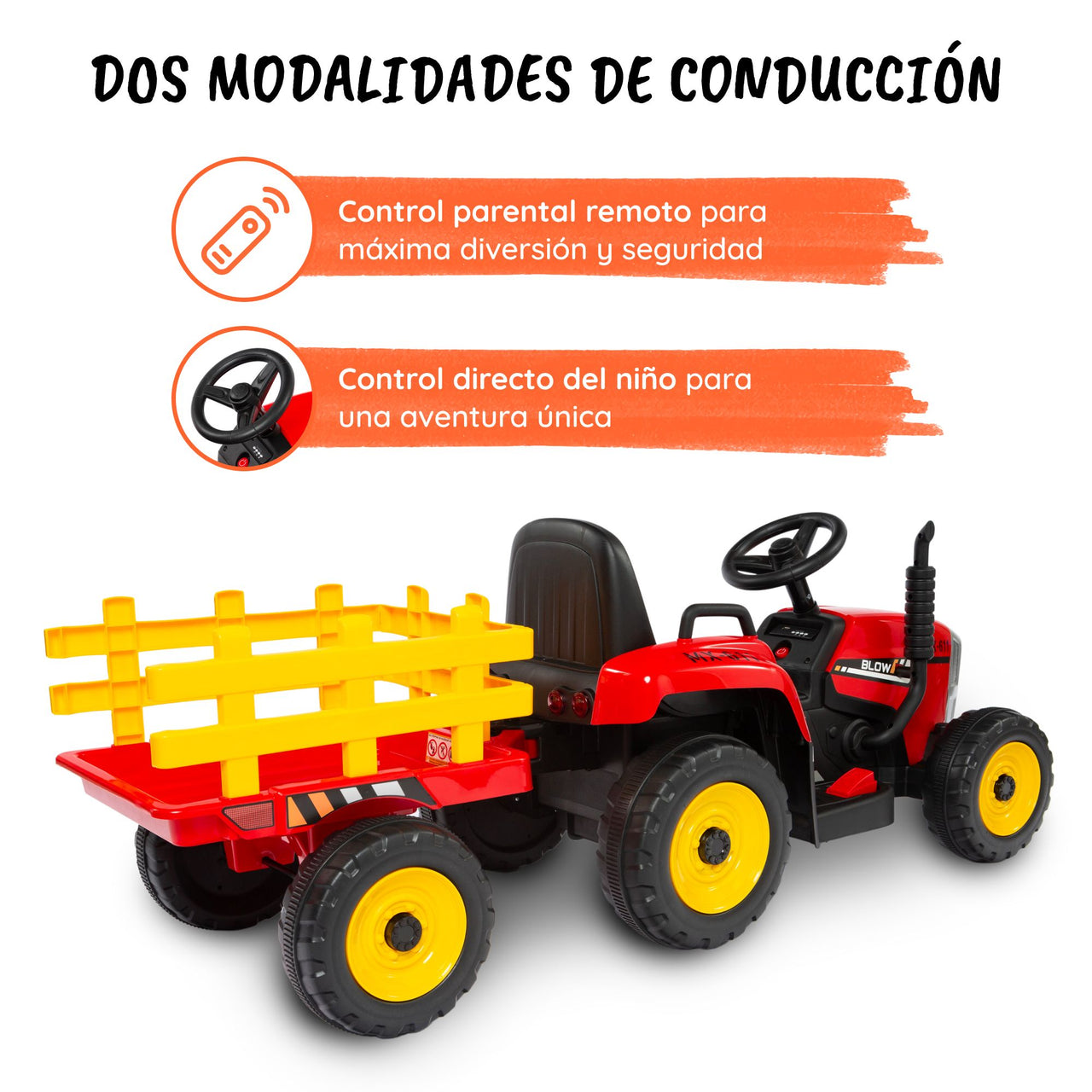 Tractor con remolque rojo control parental#color_rojo