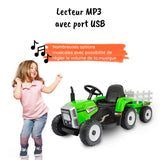 Tracteur electrique avec remorque vert accessoires#couleur_vert