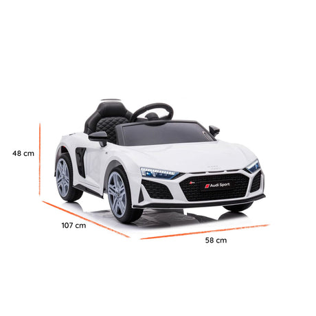 Audi R8 Sport elettrica per bambini dimensioni#colore_bianco